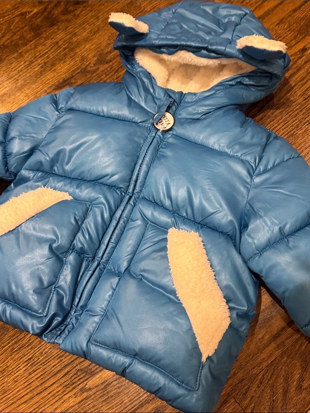 Rothschild infant boys sherpa trim Blue Puffer Jacket